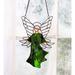 Wind & Weather Colorful Stained Glass Angel Sun Catcher w/ 24" Hanging Chain in Red/Green | 24.5 H x 0.25 W x 8.25 D in | Wayfair AT6930GRE