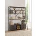 Bookshelf & Rolling Ladder, Open Bookshelf with 4 Drawers and 2 Open Compartments Industrial Storage Rack for Office Home