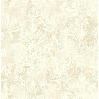 Seabrook Designs Renata Distressed Damask Unpasted Wallpaper
