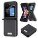 Slim Fit PU Leather Case for Samsung Galaxy Z Flip 3 Premium PU Leather Back [Wireless Charging Support] Shockproof Protective TPU Frame Case for Samsung Galaxy Z Flip 3 5G Black