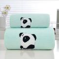 Bath Towels Set of 2 Coral Plush Bear Embroidered Towel Bath Towel Combination Set Soft Water Absorbent Non Hair Falling Gift Set Towel