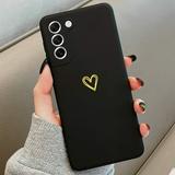 Mobile Phone Accessories Heart Mobile Phone Housings TPU Cover Phone Case Cute Hollow Gold For Samsung A52S S22 Iphone 13 BLACK A52