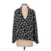 Leather Co. By Liz Claiborne Long Sleeve Blouse: Black Polka Dots Tops - Women's Size 4 Petite