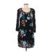 Old Navy Casual Dress: Black Floral Motif Dresses - Women's Size Medium Petite