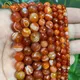 Perles Rondes à Facettes en Onyx Agates Rouges Naturelles Rayées 4/6/8/10/12mm Bracelet DIY