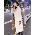 FTLZZ Women Double Sided Down Long Jacket Winter 90% White Duck Down Coat Double Breasted Warm