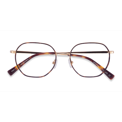 Unisex s geometric Tortoise Gold Acetate,Metal Prescription eyeglasses - Eyebuydirect s Satsuma