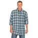 Men's Big & Tall Holiday Plaid Flannel Shirt by Liberty Blues in Shadow Blue Plaid (Size 7XL)