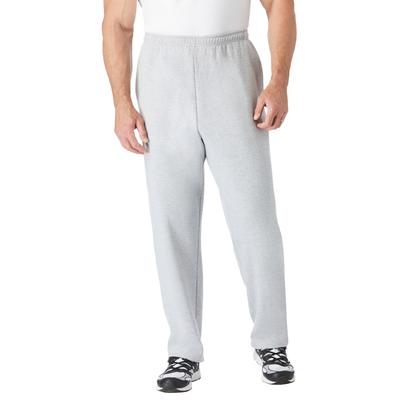 Men's Big & Tall Fleece Open-Bottom Sweatpants by KingSize in Heather Grey (Size 2XL)