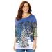 Plus Size Women's 3/4 SLEEVE SEASONAL TEE by Catherines in Winter Tree (Size 6X)