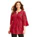 Plus Size Women's GEORGETTE PINTUCK BLOUSE by Catherines in Classic Red Confetti (Size 2XWP)