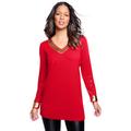 Plus Size Women's Sequin Pullover Sweater by Roaman's in Red Boarder Sequin (Size 12)