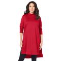 Plus Size Women's High-Low Mockneck Ultimate Tunic by Roaman's in Classic Red (Size 34/36) Mock Turtleneck Long Sleeve Shirt