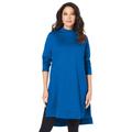 Plus Size Women's High-Low Mockneck Ultimate Tunic by Roaman's in Vivid Blue (Size 34/36) Mock Turtleneck Long Sleeve Shirt