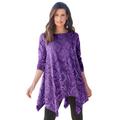 Plus Size Women's Handkerchief Hem Ultimate Tunic by Roaman's in Purple Patchwork (Size 3X) Long Shirt