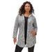 Plus Size Women's Fleece Zip Hoodie Jacket by Roaman's in Heather Grey Outline Paisley (Size M)