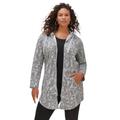 Plus Size Women's Fleece Zip Hoodie Jacket by Roaman's in Heather Grey Outline Paisley (Size S)