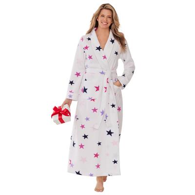 Plus Size Women's Microfleece Wrap Robe by Dreams & Co. in White Stars (Size 22/24)