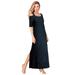 Plus Size Women's Ultrasmooth® Fabric Cold-Shoulder Maxi Dress by Roaman's in Black Sparkle (Size 30/32) Long Stretch Jersey