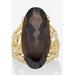 Women's 4 Cttw. Oval-Cut Genuine Smoky Topaz Gold-Plated Silver Scrolled Faceted Ring by PalmBeach Jewelry in Brown (Size 10)