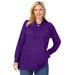 Plus Size Women's Washed Thermal Lace-Up Hooded Sweatshirt by Woman Within in Radiant Purple (Size 22/24)