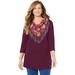 Plus Size Women's Impossibly Soft Tunic & Scarf Duet by Catherines in Midnight Berry Paisley Floral (Size 2X)