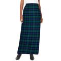 Plus Size Women's Side-Button Wool Skirt by Jessica London in Emerald Blackwatch Plaid (Size 16 W) Wool Faux Wrap Plaid Maxi Skirt