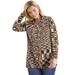 Plus Size Women's Chenille Zip Cable Cardigan by Woman Within in Chocolate Space Dye (Size 1X)