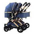 Double Infant Stroller Pushchairs,Baby Stroller Twins-Cozy Compact Twin Stroller,Twin Baby Pram Stroller,Double Seat Tandem Stroller with Tandem Seating (Color : Blue-1)