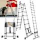 2.5M/8.2FT Multi Tool Telescopic Ladder A Type Ladder, Loft Ladder Ladders Extendable Step Ladder Attic Ladders with Adjustable Step & Rubber Feet, Max Load 150kg, EN131
