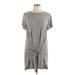 Soprano Casual Dress - Mini Crew Neck Short sleeves: Gray Print Dresses - Women's Size Large