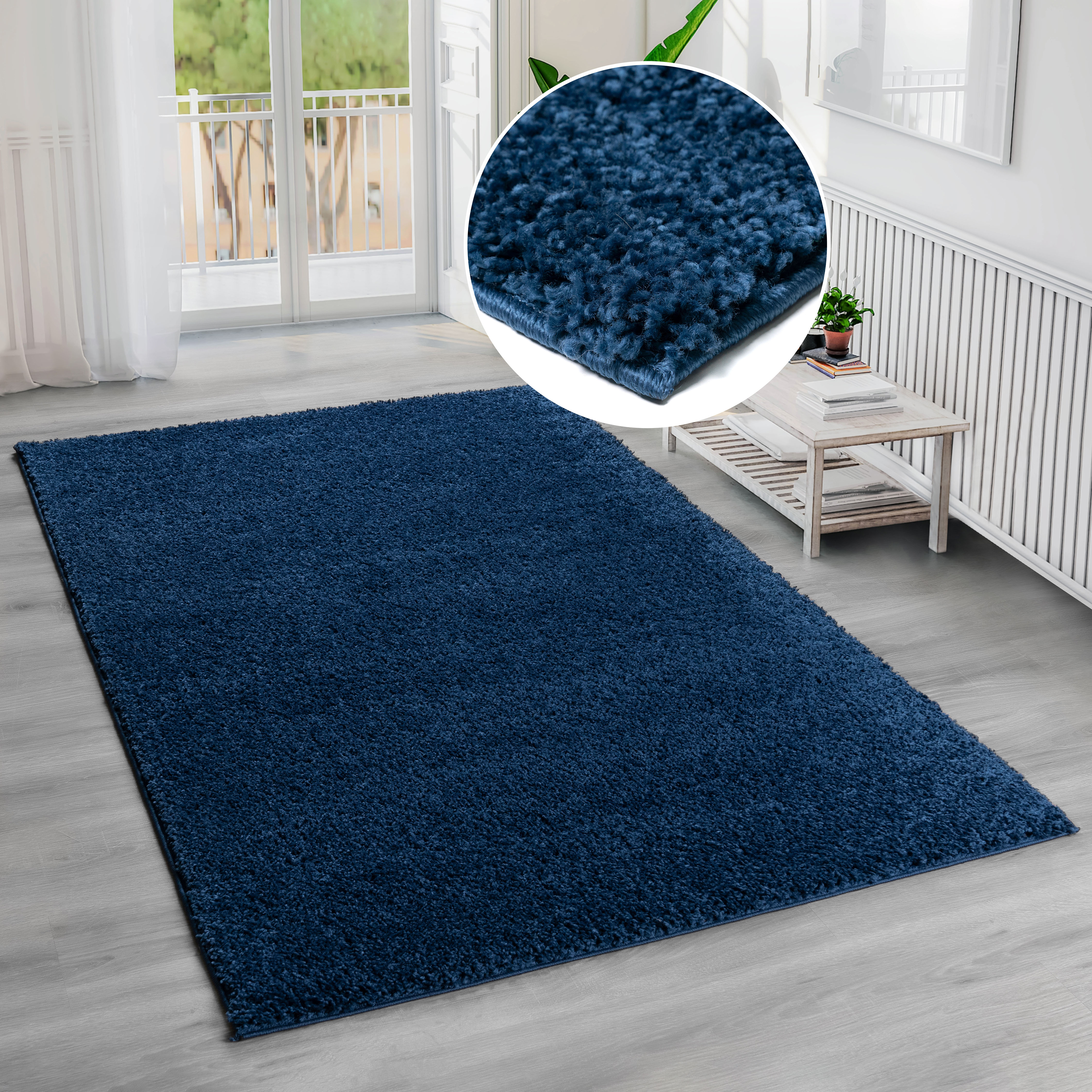Hochflor-Teppich BRUNO BANANI "Shaggy Soft" Gr. 1, blau, B:60cm H:30mm L:90cm, Kunstfaser, Teppiche, gewebt, Uni Farben, besonders weich und kuschelig, Kundenliebling Image