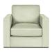 Armchair - Eleanor Rigby Magdalena 36" Wide Armchair Wood/Genuine Leather in Gray/White | 35 H x 36 W x 40 D in | Wayfair MAGD-10-DRE-WHIT-SS