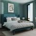 Willa Arlo™ Interiors Candler Platform Bed w/ Wingback Upholstered/Velvet in Blue | 47 H x 62.4 W x 83.3 D in | Wayfair