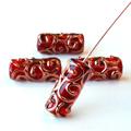 Handmade Glass Beads - Czech Lampwork For Jewelry Making 20x8mm Tube Red Choose Amount