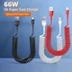 Spring Telescopic 66W 5A Fast Charging Type C Data Cable USB 3A Micro Car Phone Charger for