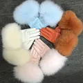 Real Sheepskin Fox Fur Gloves Women's Genuine Leather Glove Winter Warm Fashion Style Natural Fluffy