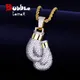 Bubble Letter Boxing Gloves Pendant Necklace & Pendant Gold Color Iced Cubic Zircon Men's Hip Hop