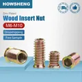 HOWSHENG 5-40pcs Wood Insert Nut M6 M8 M10 Carbon Steel Zinc Plated Hexagon Wood Insert Nut Screw