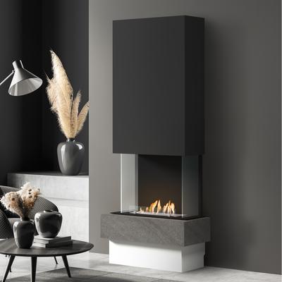 muenkel design Garda [moderner Design Ethanolkamin]: Galaxy (Schiefer dunkelgrau) - safety burner 450 - Haube schwarz-grau Image