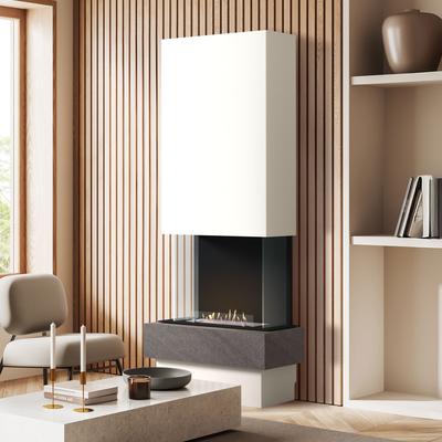 muenkel design Garda [moderner Design Ethanolkamin]: Galaxy (Schiefer dunkelgrau) - safety burner 450 - Haube Weiß Image