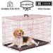 YRLLENSDAN 30 inch Foldable Large Dog Crate for Large Dogs Metal Wire Dog Cage with Plastic Tray and Handle Double-Door Outdoor Dog Crates and Kennels for Medium Small Dogs Pink