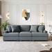 3 Seat Sofa Modern Linen Upholstered Combination Sofa Design with Removable Back and Seat Cushions and 4 Comfortable Pillows