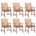 Buyweek Patio Dining Chairs 6 pcs with Cushions Solid Acacia Wood