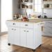 Rolling Kitchen Island with Drop Leaf Breakfast Bar Farmhouse Kitchen Cart with 2 Drawers & 2-Door Storage Adjustable Shelves