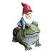 BAMILL Garden Gnome Statue Outdoor Decor Spring Garden Gnomes Sitting on Frog Statue