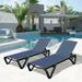 Domi Patio Lounge Chairs Set of 2 Aluminum Pool Chaise Lounge with Side Table 5 Position Adjustable Backrest and Wheels All Weather Outdoor Lounge Chairs (Navy Blue)