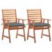 Buyweek Patio Dining Chairs 2 pcs with Cushions Solid Acacia Wood