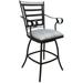 Jenna Outdoor/Indoor Counter Bar Stool 26 Arms - Natural Fun Stone on Dark Nut