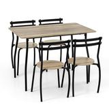 Topbuy 5 Pieces Dining Set Dining Table & Chairs Set with Wood & Metal Frame Space-saving Dining Table Set for 4